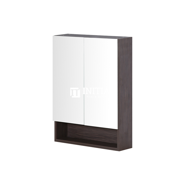 Style Wood Grain PVC Mirrors Shaving Cabinet With 2 Doors Walnut 600X150X750 ,