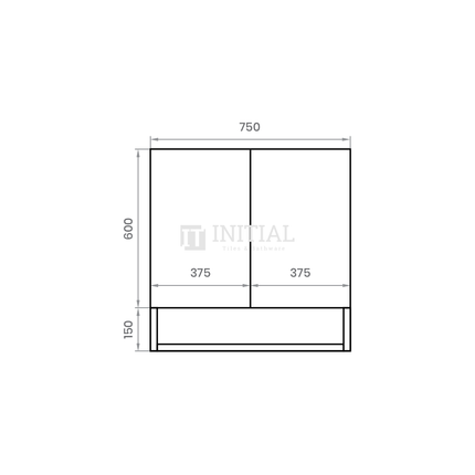 Style Wood Grain PVC Mirrors Shaving Cabinet With 2 Doors Walnut 750X150X750 ,