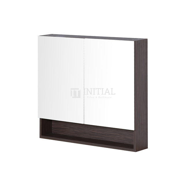 Style Wood Grain PVC Mirrors Shaving Cabinet With 2 Doors Walnut 900X150X750 ,