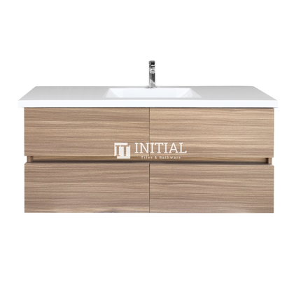 Style Wood Grain PVC Wall Hung Vanity Single Bowl Oak 1190W X 560H X 455D ,