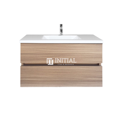 Style Wood Grain PVC Wall Hung Vanity With 2 Soft Closing Drawers Oak 890W X 560H X 455D ,