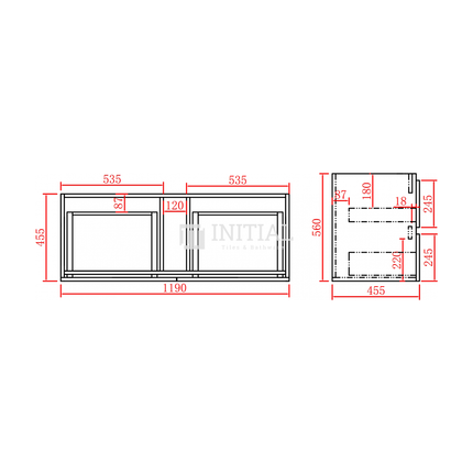 Style Wood Grain PVC Wall Hung Vanity Single Bowl Walnut 1190W X 560H X 455D ,