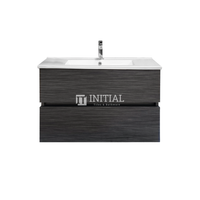 Style Series Wood Grain PVC Wall Hung Vanity With 2 Soft Closing Drawers Walnut 740W X 560H X 455D ,