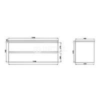 Qubix PVC Filmed Wall Hung Vanity With 2 Drawers Matt White 1190W X 500H X 455D ,