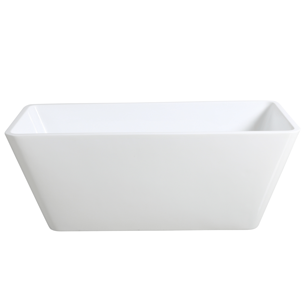 Bathroom Gloss White Kubic Floor Freestanding Bathtub with No Overflow 1400X710X590 ,