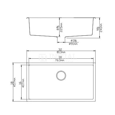 Granite Quartz Top/Undermount Matte Black Kitchen Sink, Single Bowl, Rectangle ,