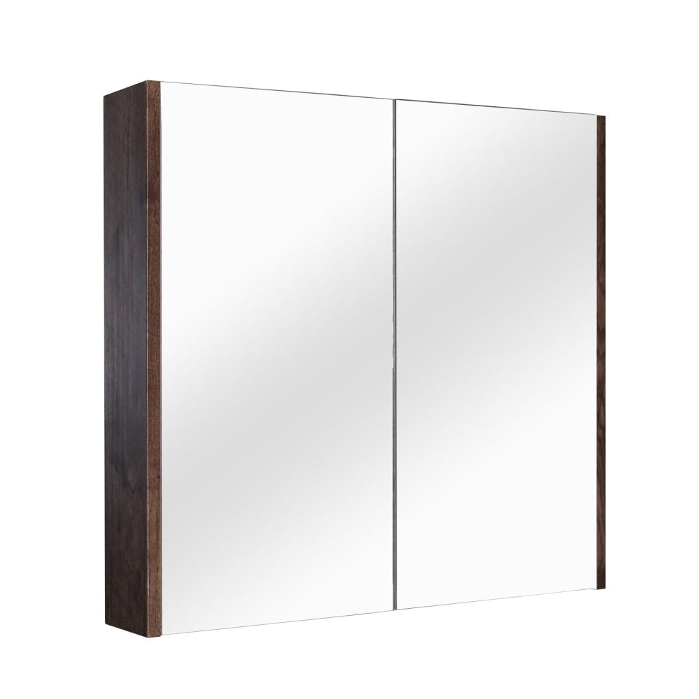 Qubix Wood Grain PVC Filmed Mirrors Shaving Cabinet with 2 Doors Dark Oak 600X150X720 ,