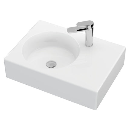 Fienza Reba Gloss White Left Bowl Wall Basin, 1 Tap Hole ,