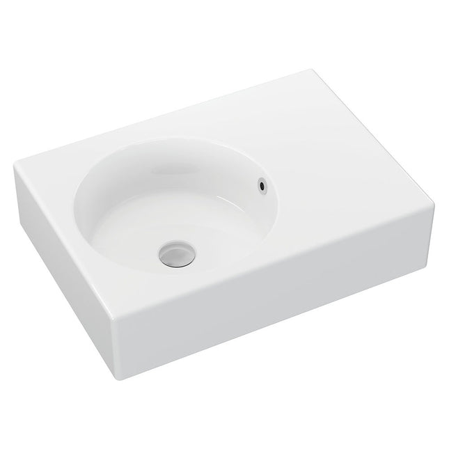 Fienza Reba Gloss White Left Bowl Wall Basin, No Tap Hole ,