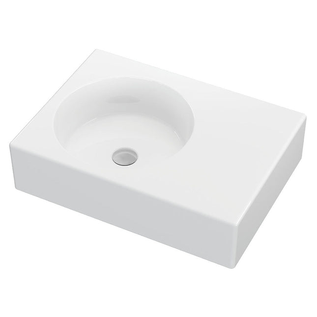 Fienza Reba Gloss White Left Bowl Wall Basin, No Tap Hole ,