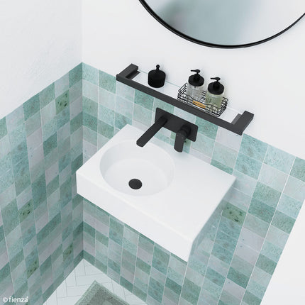 Fienza Reba Gloss White Left Bowl Wall Basin, No Tap Hole ,