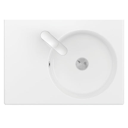 Fienza Reba Gloss White Right Bowl Wall Basin, 1 Tap Hole ,