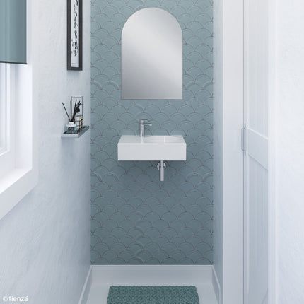 Fienza Reba Gloss White Right Bowl Wall Basin, 1 Tap Hole ,