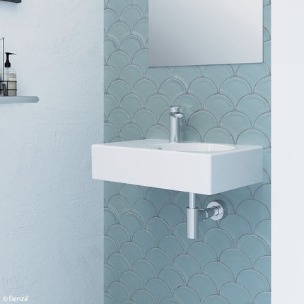 Fienza Reba Gloss White Right Bowl Wall Basin, 1 Tap Hole ,