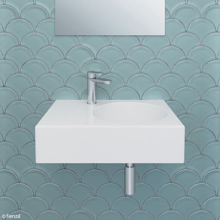 Fienza Reba Gloss White Right Bowl Wall Basin, 1 Tap Hole ,