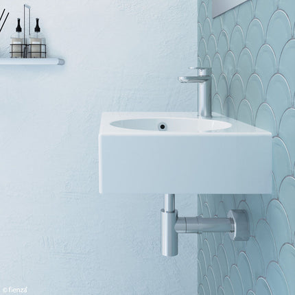 Fienza Reba Gloss White Right Bowl Wall Basin, 1 Tap Hole ,