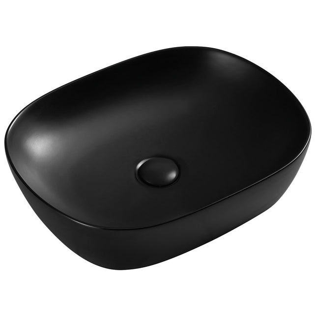 Fienza Koko Matte Black Above Counter Basin, 465mm, Soft Rectangular ,
