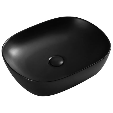 Fienza Koko Matte Black Above Counter Basin, 465mm, Soft Rectangular ,