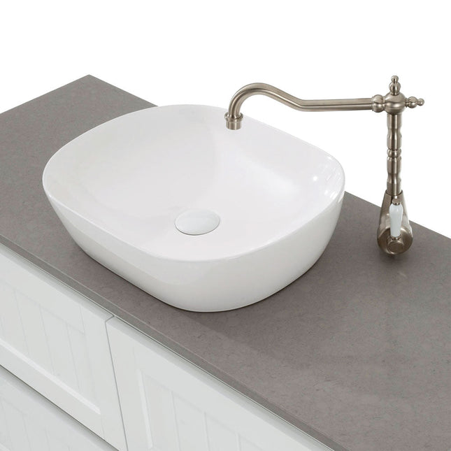 Fienza Koko Gloss White Above Counter Basin, 465mm, Soft Rectangular ,