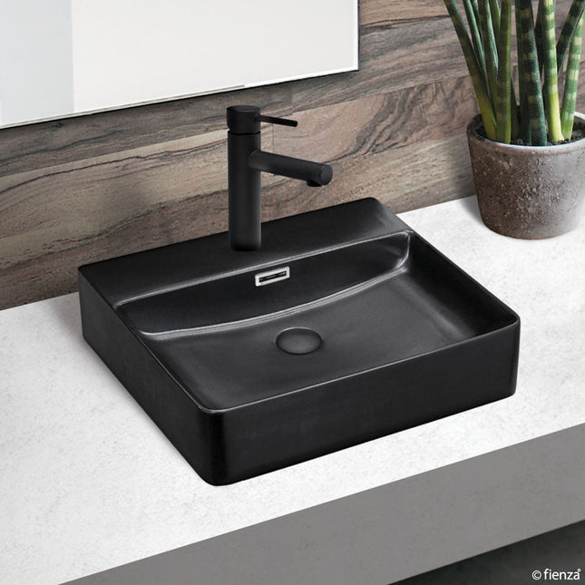 Fienza Petra Matte Black Above Counter Basin ,