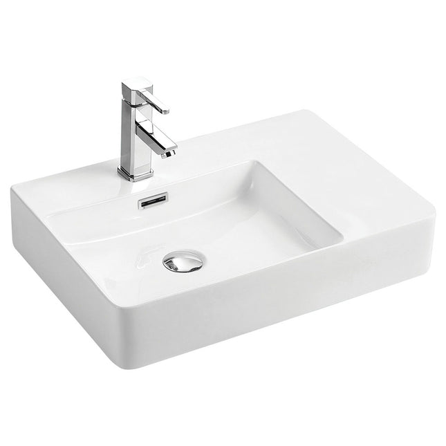 Fienza Petra Gloss White Left Bowl Wall Basin ,