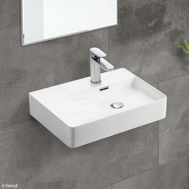 Fienza Petra Gloss White Right Bowl Wall Basin ,