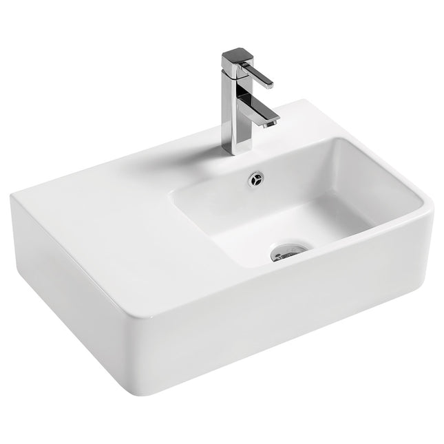 Fienza Delta Care Gloss White Right Bowl Wall Hung Basin ,