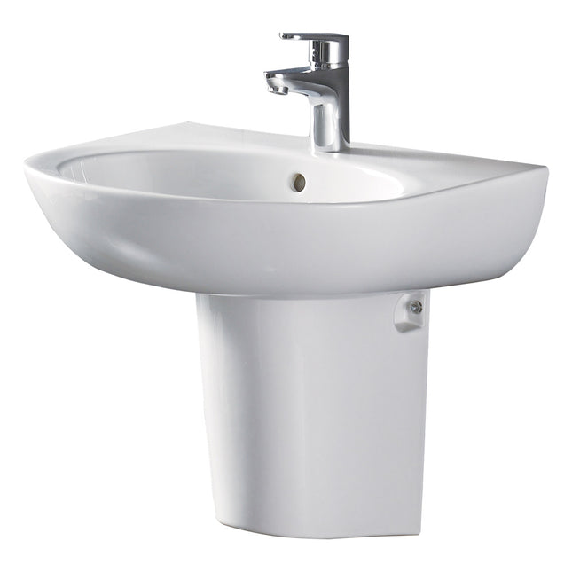 Fienza Stella Care Ceramic Gloss White Wall Basin, Integral Shround ,