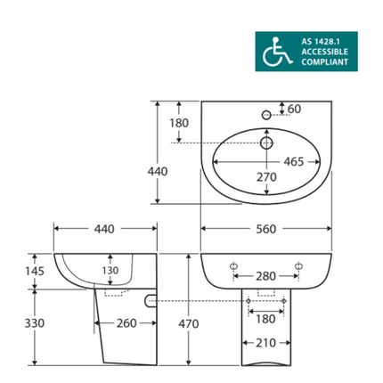 Fienza Accessible Toilet Care Kit 2 with Left Hand 40° Rail ,