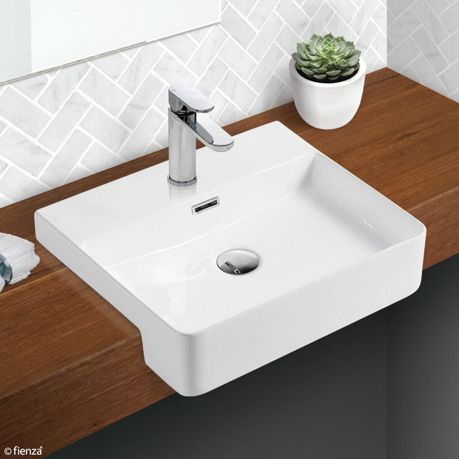 Fienza Petra Gloss White Semi Recessed Basin ,