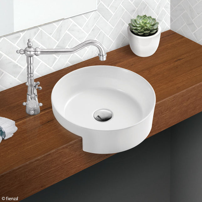 Fienza Reba Gloss White Semi Recessed Basin, No Tap Hole ,