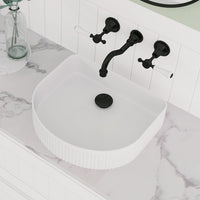 Fienza Eleanor Gloss White Above Counter Basin, Fluted Design, Arch ,