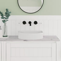 Fienza Eleanor Gloss White Above Counter Basin, Fluted Design, Arch ,