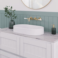 Fienza Eleanor Gloss White Above Counter Basin, Fluted Design, Oval ,