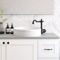 Fienza Eleanor Gloss White Above Counter Basin, Fluted Design, Round ,