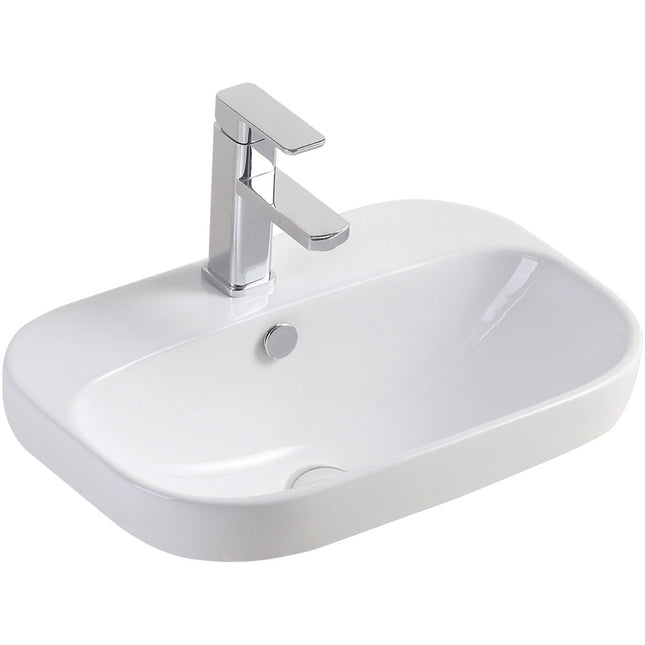 Fienza Parisa Gloss White Semi Inset Basin, 1 Tap Hole ,