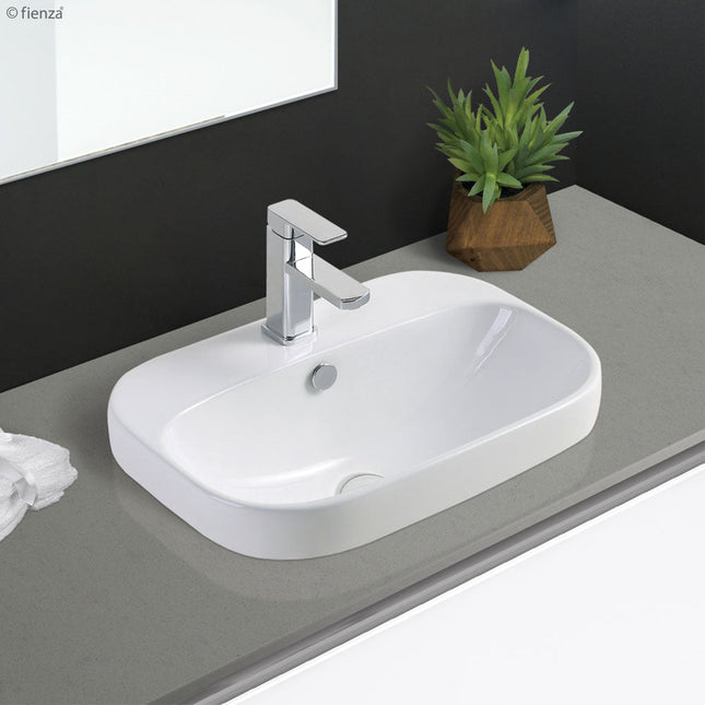 Fienza Parisa Gloss White Semi Inset Basin, 1 Tap Hole ,