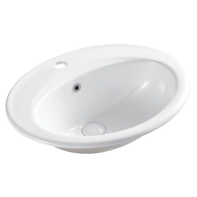 Fienza Lacy Gloss Off White Fully Inset Basin, 1 Tap Hole ,