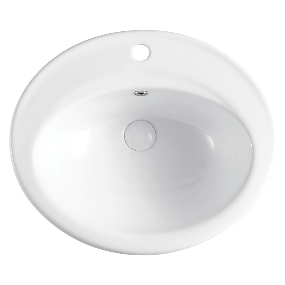 Fienza Lacy Gloss Off White Fully Inset Basin, 1 Tap Hole ,