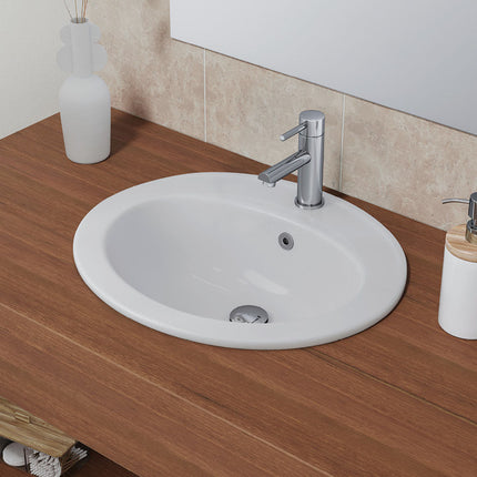 Fienza Lacy Gloss Off White Fully Inset Basin, 1 Tap Hole ,