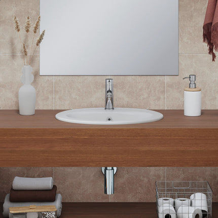 Fienza Lacy Gloss Off White Fully Inset Basin, 1 Tap Hole ,