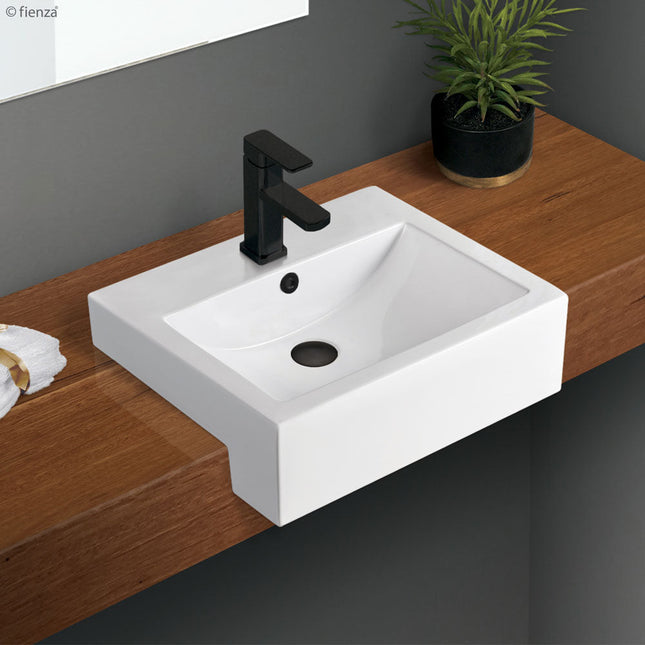 Fienza Belinda Gloss White Semi Recessed Basin ,