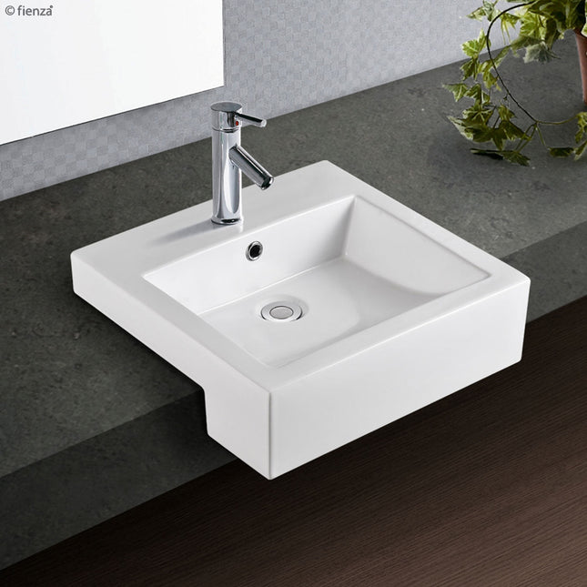 Fienza Jacinta Gloss White Semi Recessed Basin ,