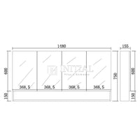 Riva 1500 Gloss White Shaving Cabinet, 4 Solid Doors ,