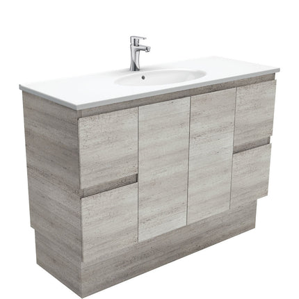 Fienza Edge Industrial 1200 Cabinet on Kickboard, Solid Doors, Bevelled Edge , With Moulded Basin-Top - Rotondo Ceramic
