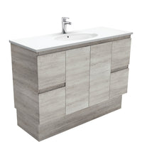 Fienza Edge Industrial 1200 Cabinet on Kickboard, Solid Doors, Bevelled Edge , With Moulded Basin-Top - Rotondo Ceramic