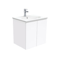 Fienza Fingerpull Gloss White 600 Wall Hung Cabinet, Solid Doors , With Moulded Basin-Top - Rotondo Ceramic