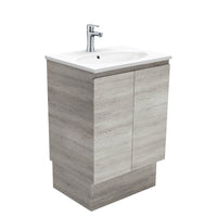 Fienza Edge Industrial 600 Cabinet on Kickboard, Solid Doors, Bevelled Edge , With Moulded Basin-Top - Rotondo Ceramic