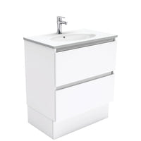 Fienza Quest Gloss White 750 Cabinet on Kickboard, 2 Solid Drawers , With Moulded Basin-Top - Rotondo Ceramic