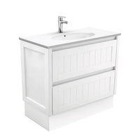 Fienza Hampton Satin White 900 Cabinet on Kickboard, 2 Drawers , With Moulded Basin-Top - Rotondo Ceramic
